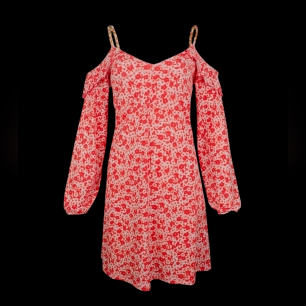 Michael Kors Cold Shoulder GOLD chain strap Mini dress Woman's Large